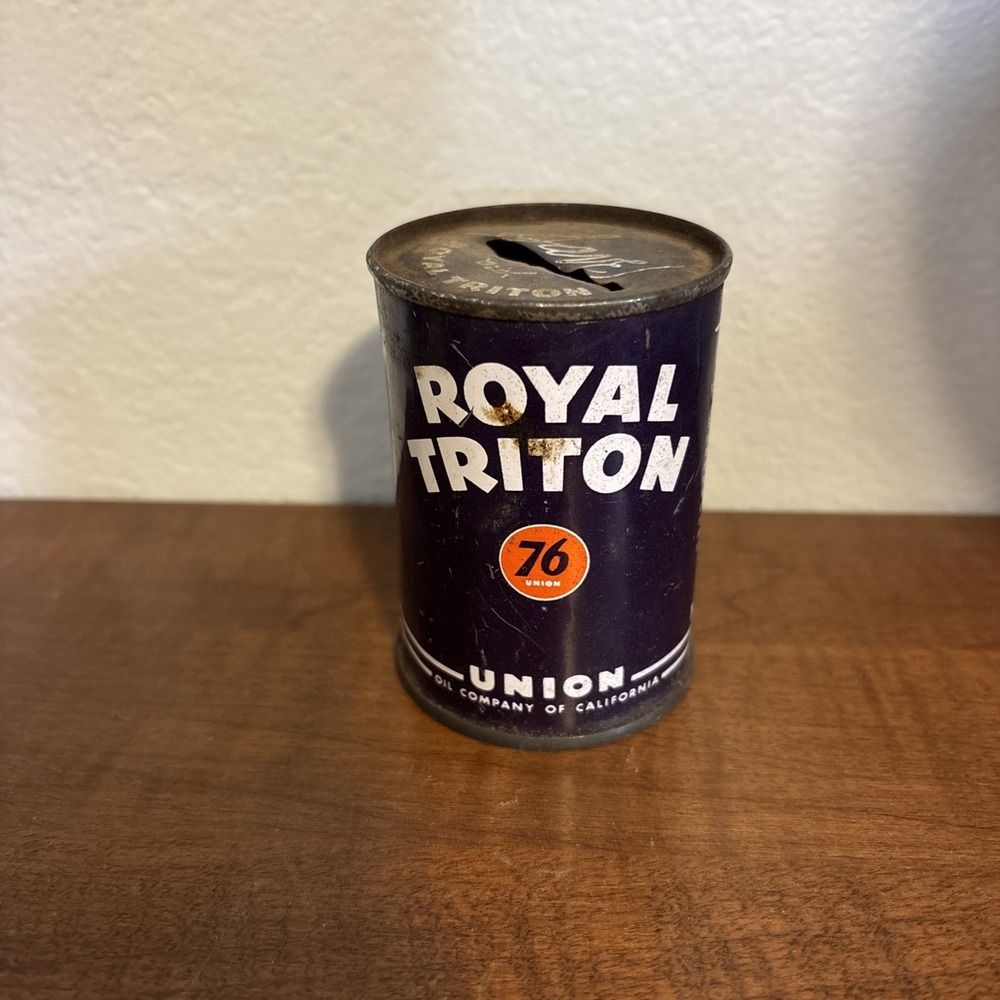 Royal Triton 76 Oil Can Coin Bank Vintage motor